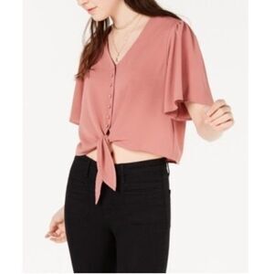 Size Large Gypsies Moondust Tie-Front Mauve Blouse
